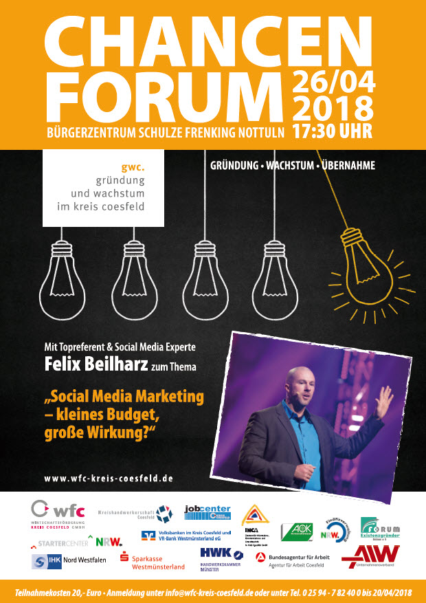 gwc.chancenforum 2018: „Social Media Marketing – kleines Budget, große Wirkung?“ gwc.chancenforum 2018: „Social Media Marketing – kleines Budget, große Wirkung?“